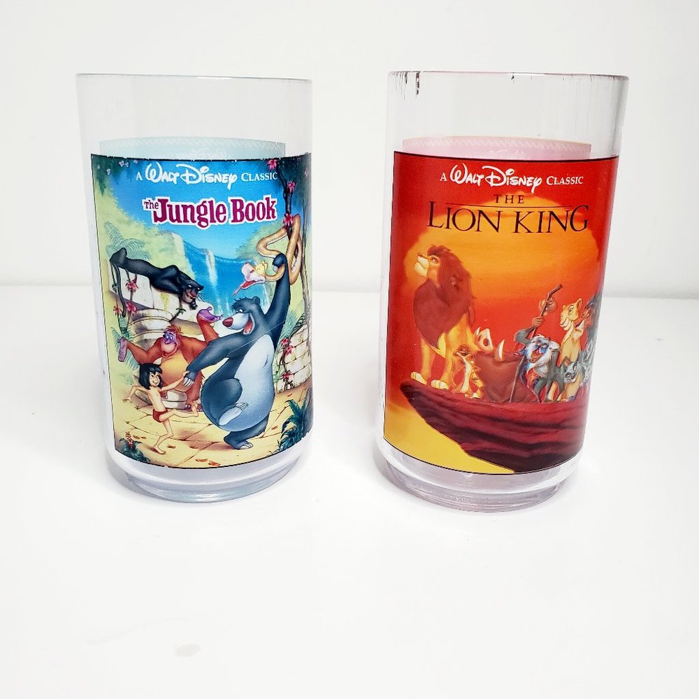Pair of 1990s Walt Disney Burger King Collector Series Jungle Book/Lion King